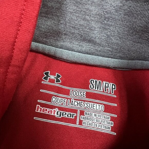 Under Armour Activewear Jacket Men’s Red Long Sleeve 1/4 Zip Pullover Sz Small - Picture 10 of 10
